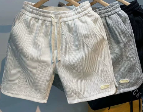 波浪纹短裤男设计感小众休闲五分沙滩裤夏季美...