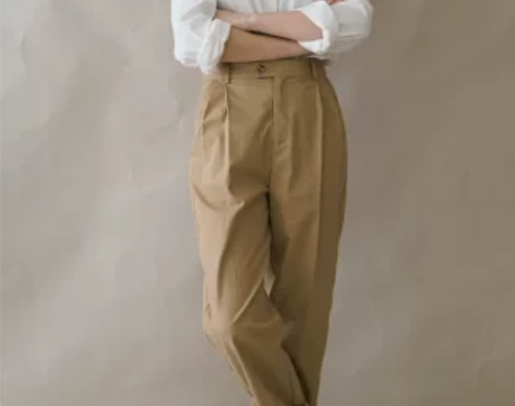 卡其色高腰休闲裤女春夏英伦风日系文艺复古工...