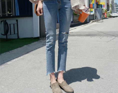 破洞牛仔裤女春秋2018新款韩版显瘦ins...