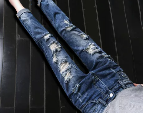 破洞牛仔裤女宽松九分裤2019春秋新款韩版...