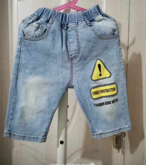 全新130码儿童牛仔裤七分裤 松紧腰休闲中...