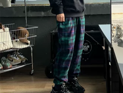Oldnavy老海军棉麻格子家居裤 只有x...