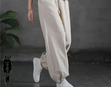 复古瑜伽裤亚麻宽松灯笼裤棉麻禅茶服太极打