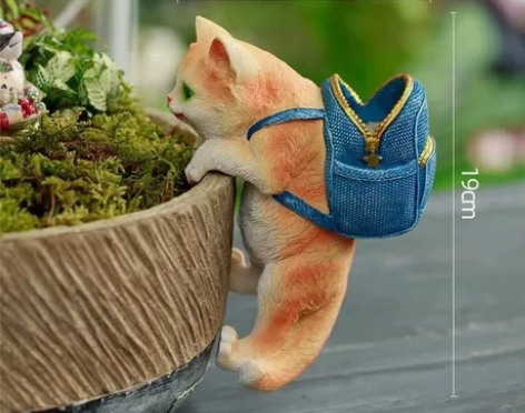 创意树脂工艺品动物小挂件柯基猫咪兔子挂盆庭...