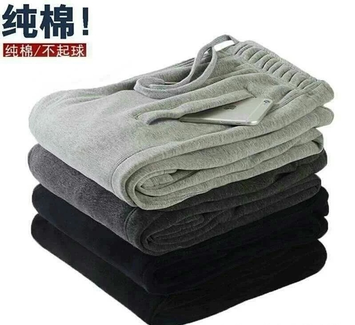 100%纯棉运动裤男春秋款宽松直筒宽松束脚...