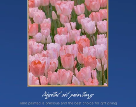 数字油画diy填色手工绘画郁金香花卉装饰画...