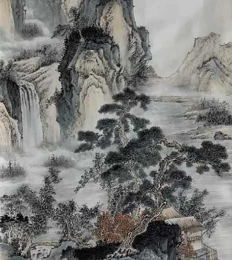纯手绘精品四尺竖幅山水 尺寸140*68c...