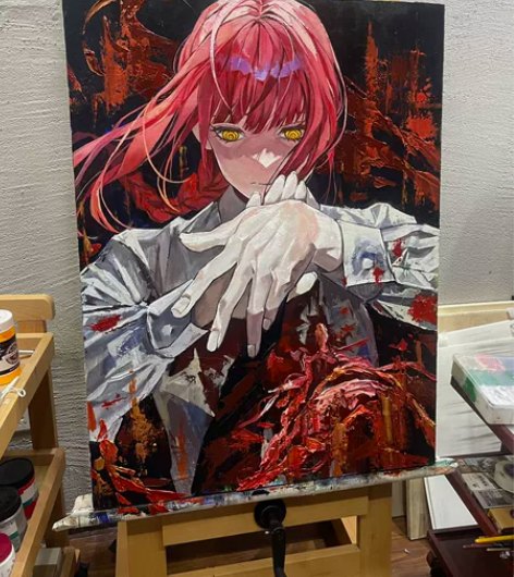 电锯人——玛奇玛 纯手绘丙烯画 原画 自带...