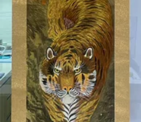 日本老画 日本回流,骨质轴头。 虎之神韵恢...