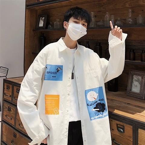 春秋季2020新款韩版男士长袖衬衣潮流宽松...