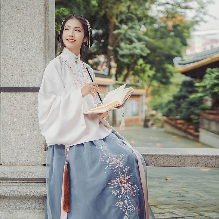 汉尚华莲传统汉服女装日常立领斜襟袄裙秋冬款...