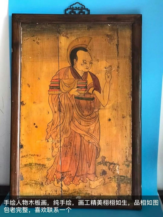 手绘人物木板画，纯手绘，画工精美栩栩如生，...