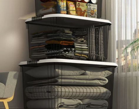 [便宜包邮出]透明收纳箱带盖装衣服储物箱子...