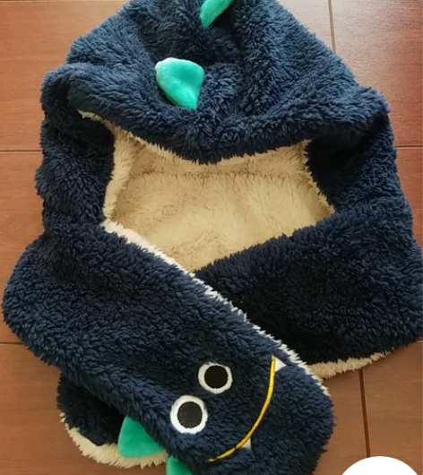 儿童帽子围巾一体冬季保暖男女童宝宝护耳防风...