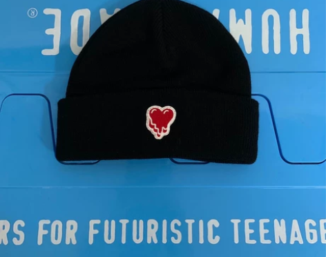 EU小众潮牌溶解爱心logo黑色针织帽瓜皮...