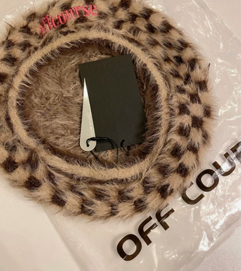 OFF COURSE豹纹帽贝雷帽复古字母刺...