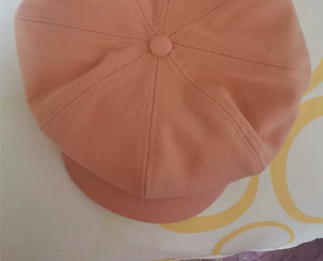 全新 八角贝雷帽 纯棉帽子 橘粉色 橡皮粉...