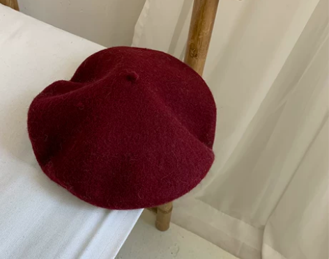 复古黑色贝雷帽女士秋冬毛呢帽网红日系韩版百...