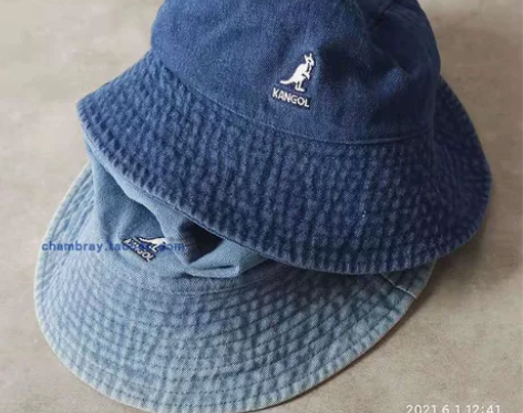 日本原dan男女同款袋鼠刺绣牛仔色渔夫帽 ...