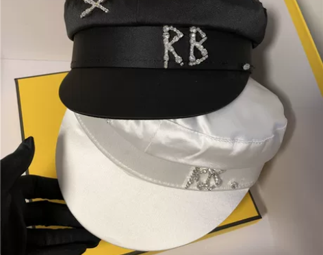 轻奢RB水钻帽子女夏季薄款英伦复古平顶帽时...