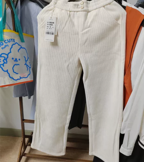 雪尼尔加绒裤子，加绒，白色，全新，S码，转...