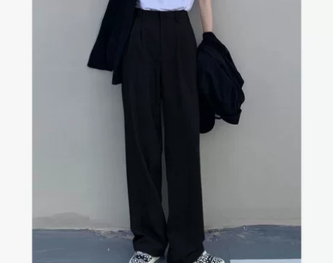 黑色阔腿裤女秋冬显瘦西装裤子大码胖mm加绒...