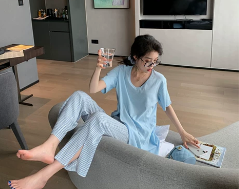 夏天家定制 阔腿裤女高腰垂感夏季新款宽松薄...