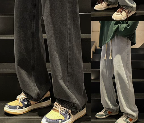 裤复古 加绒牛仔裤男秋冬季直筒宽松潮牌阔腿...