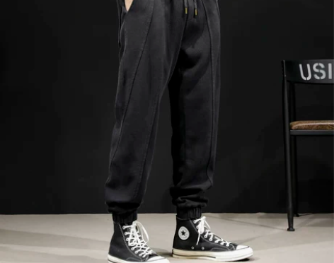 美式休闲卫裤男宽松潮牌束脚加大码长裤秋冬简...