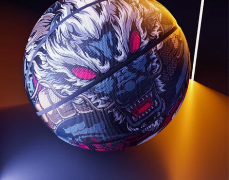 国潮困兽之斗青龙白虎篮球耐磨白色皮防滑软皮...