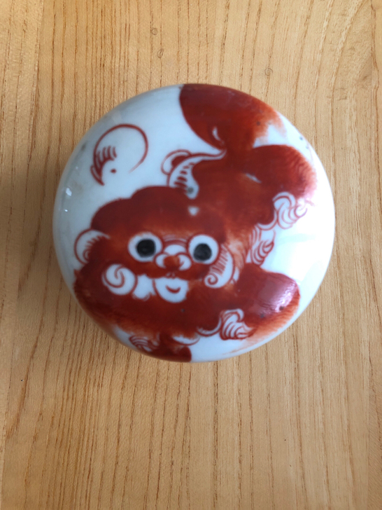 清晚期红狮子粉盒，规格7*5cm，一磕带一...