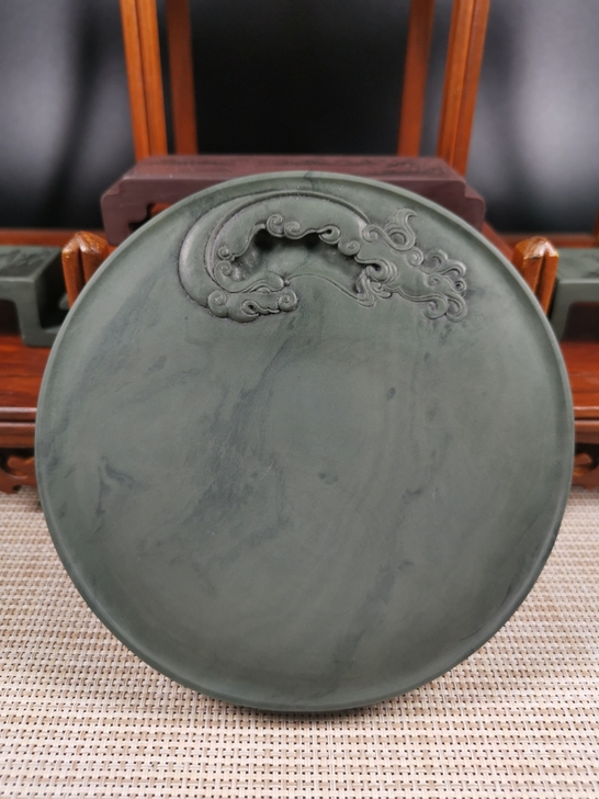 砚台，洮河砚，水泉老坑，夔龙砚，雕工一流，...