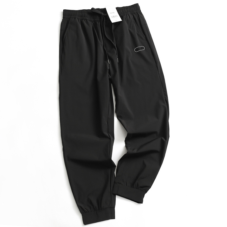 N013男装字母系带松紧腰收口裤脚薄款夏季...