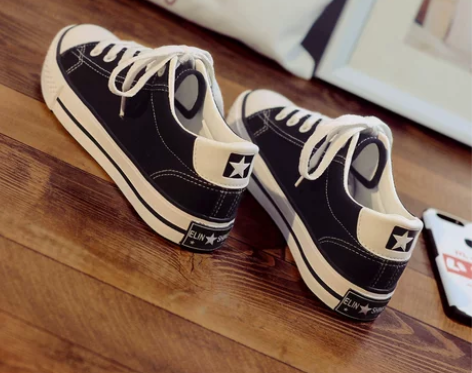 帆布鞋 帆布鞋夏季黑色女2019新款秋季百...