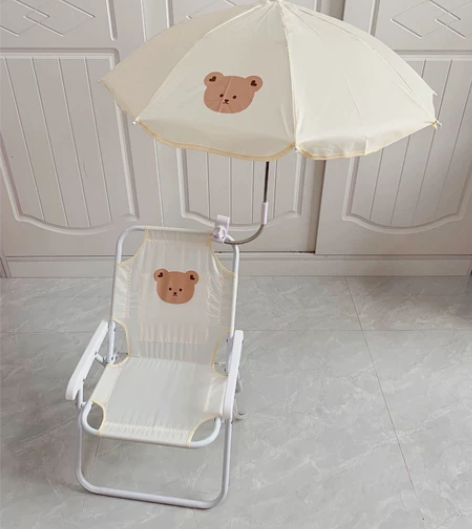 韩国ins儿童沙滩椅子户外便携折叠椅带遮阳...