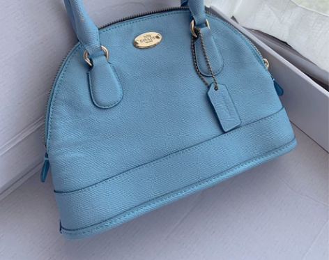 coach蔻驰贝壳包 浅蓝色 马卡龙色 百...