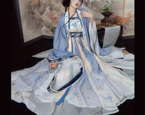 桔屿原创汉服女唐制诃子裙大袖衫【阳春白雪】...
