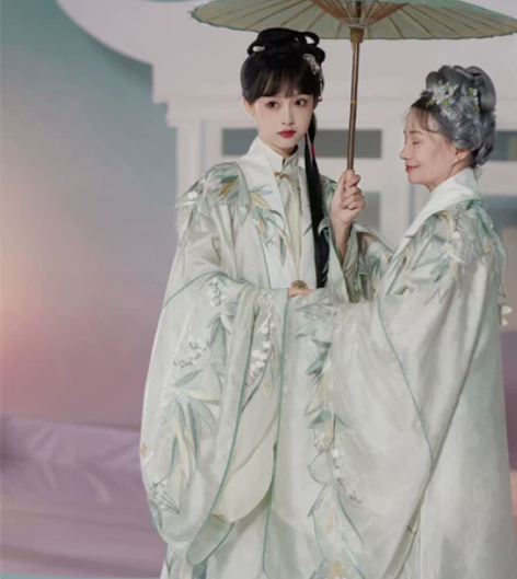 代拍七月夕明制汉服 潇湘玉人 立领大襟长衫...