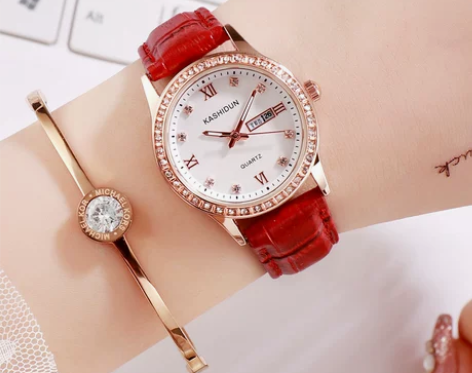 新款正品奢华手表女生表防水卡诗顿日历韩版真...