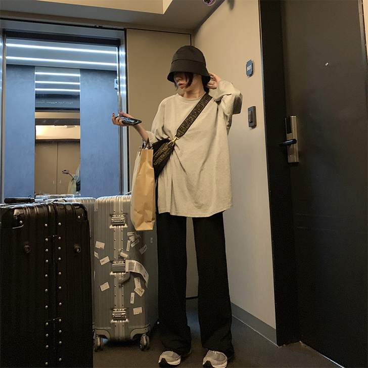 荒荒家裤子女春秋韩版潮流阔腿裤高腰显瘦垂感...