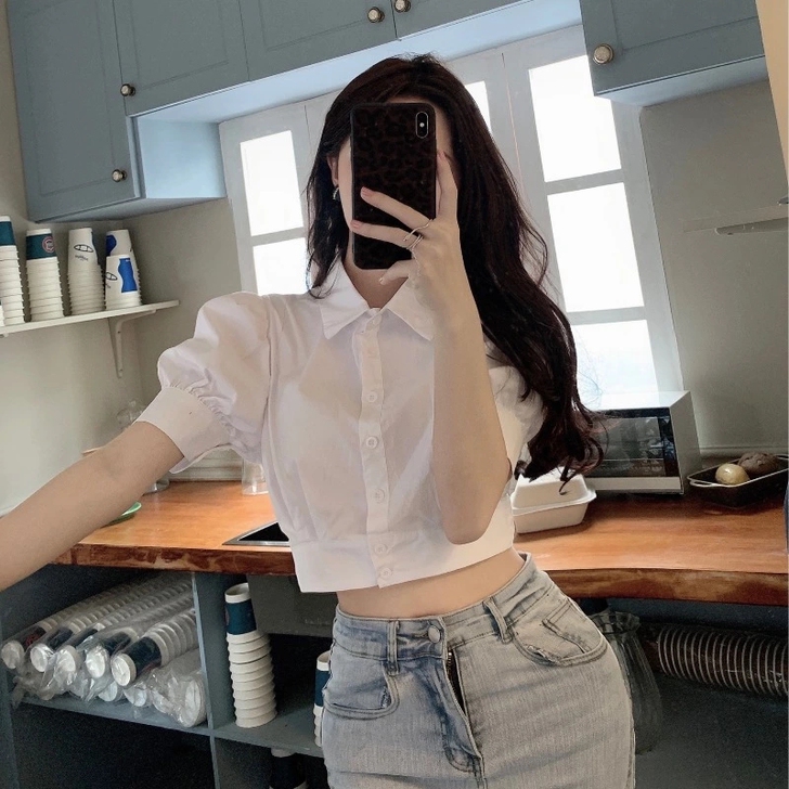 泡泡袖衬衫 全新