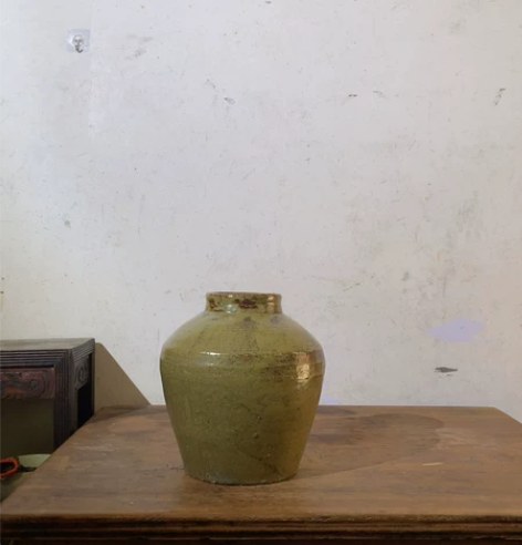 民俗粗陶，花器，黄绿釉，影视道具，园林庭院...