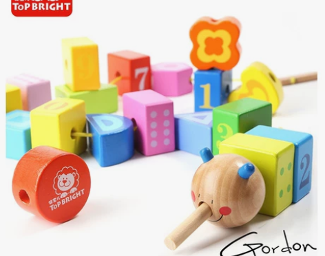 特宝儿 毛毛虫宝宝串珠穿线积木 益智玩具婴...