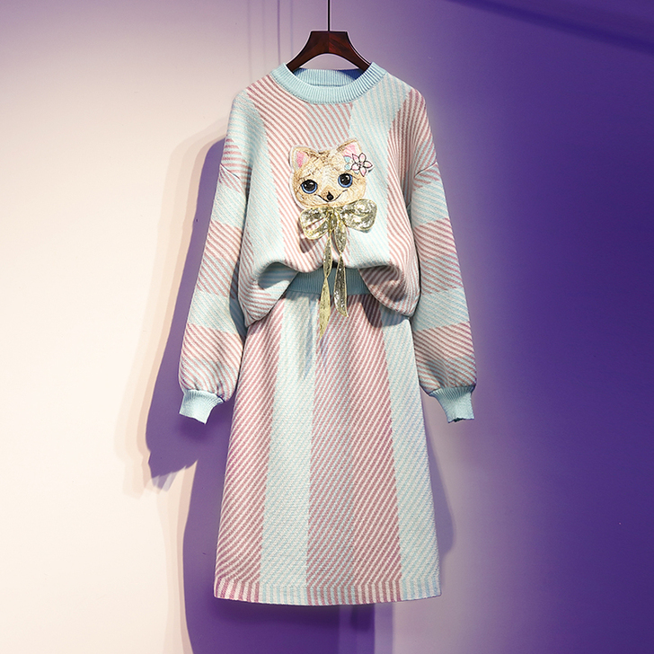 大码女装2021年新款胖妹妹显瘦连衣裙套装...