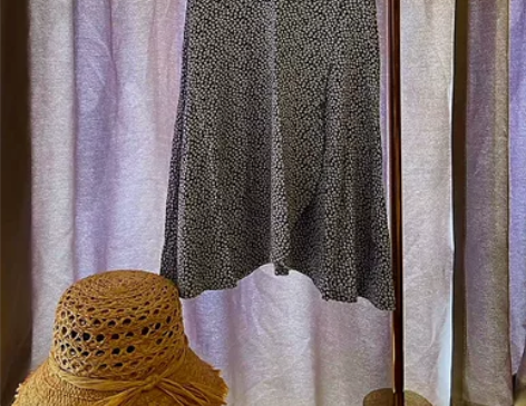 全部打包价 法式风格 蓝色碎花连衣裙+草帽...