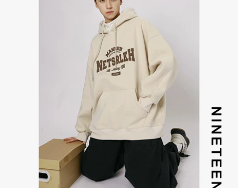 S 秋冬新款学生日系连帽加绒卫衣男宽松版型...