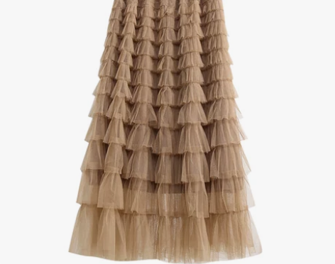 蛋糕裙 蛋糕卡其色网纱层层半身裙女秋冬20...
