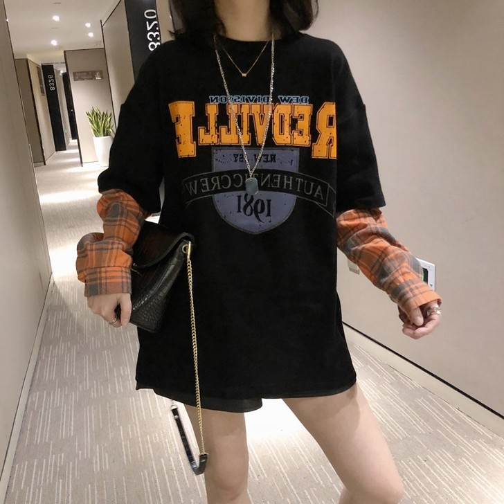 欧洲站2021春秋新款长袖t恤女宽松欧货纯...