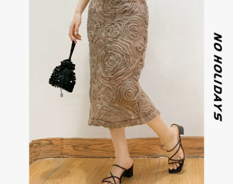 撤柜！3D立体花朵法式优雅高腰蕾丝半身裙铅...