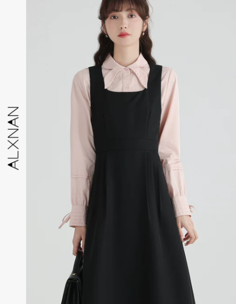 背带连衣裙两件套女2022新款秋季法式镂空...